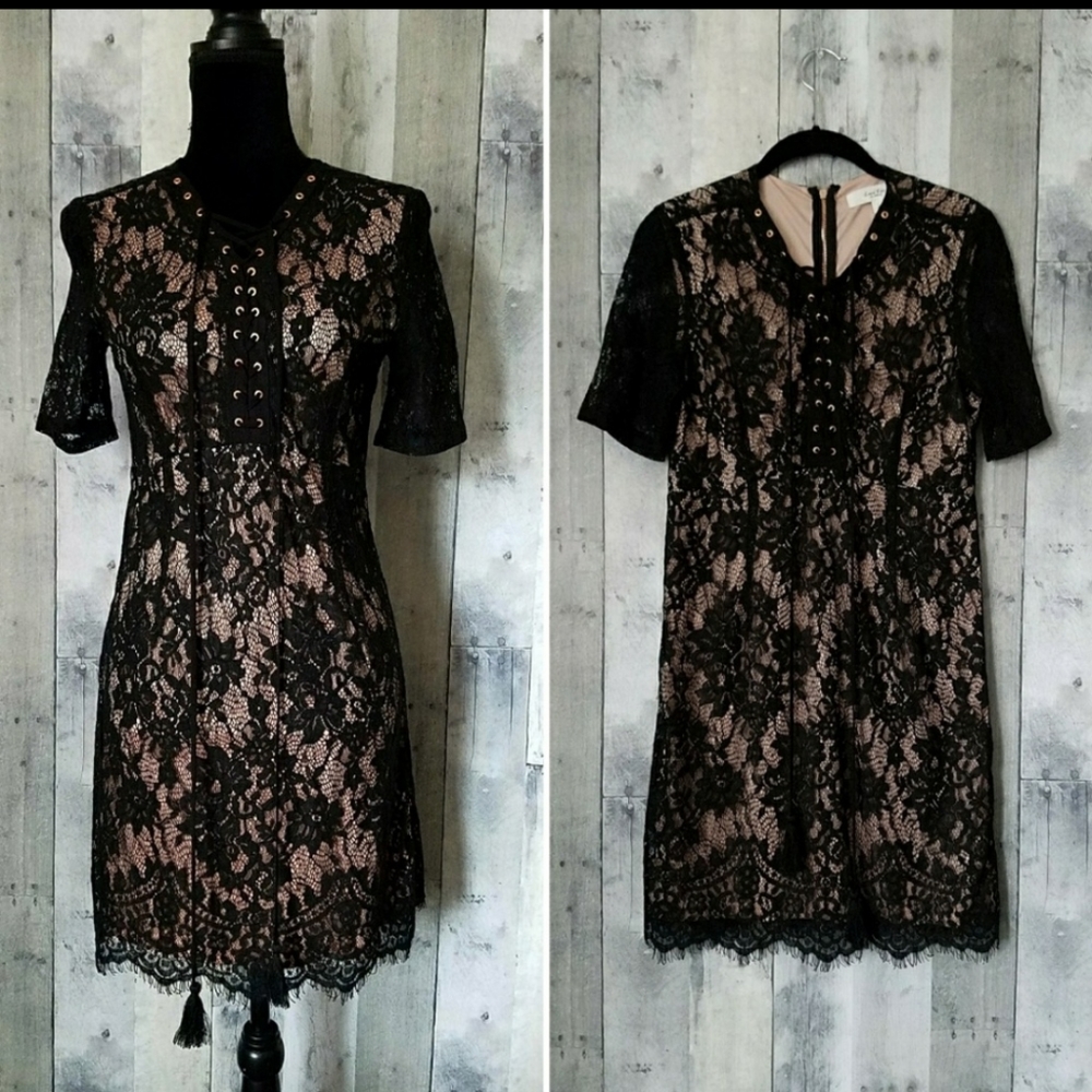 Love Tree black lace overlay dress (like new)